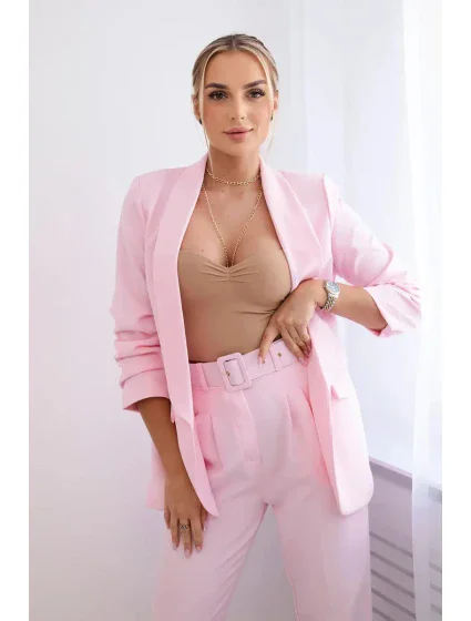 Elegantný set saka a nohavíc candy pink