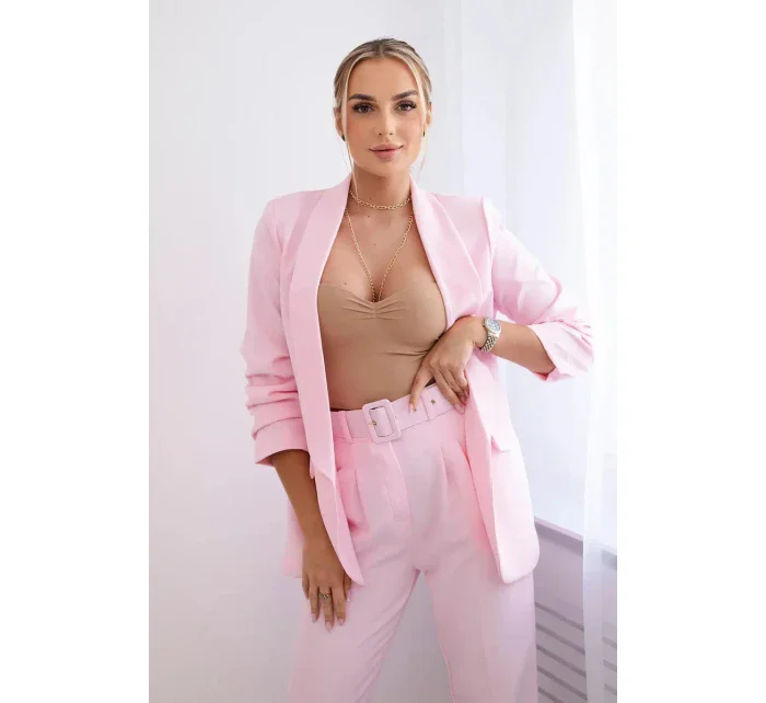 Elegantný set saka a nohavíc candy pink
