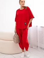Súprava bavlnená blúzka + nohavice červená