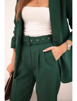 Elegantní souprava saka a kalhot tmavě zelená