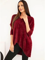 Dámský svetr Plus Size s výstřihem do V bordový Dámský svetr Plus Size s výstřihem do V bordový
