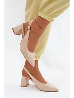 Materiál sandále na podpätku Beige Elissea