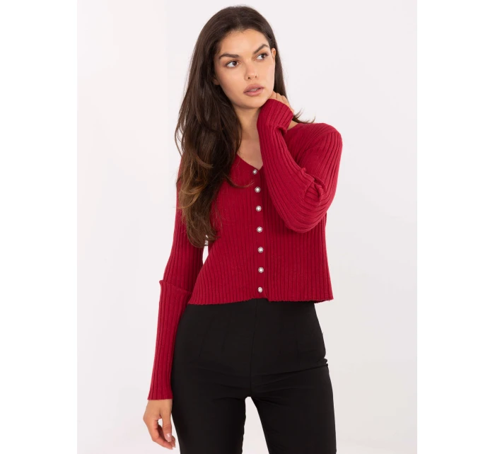 Sweter PM SW model 21296778 bordowy - FPrice Sweter PM SW model 21296778 bordowy - FPrice