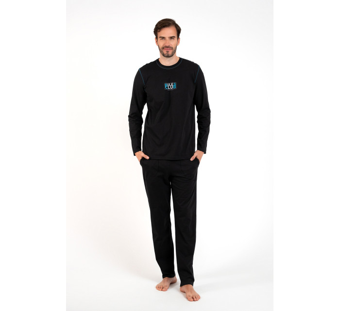 Pánske klubové pyžamo s dlhým rukávom a dlhými nohavicami - čierne