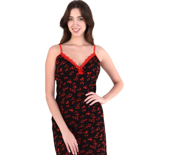 Dámská košilka model 19001976 černá se srdíčky - Karol Dámská košilka model 19001976 černá se srdíčky - Karol