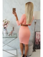 Souprava halenky a sukně v meruňkové barvě