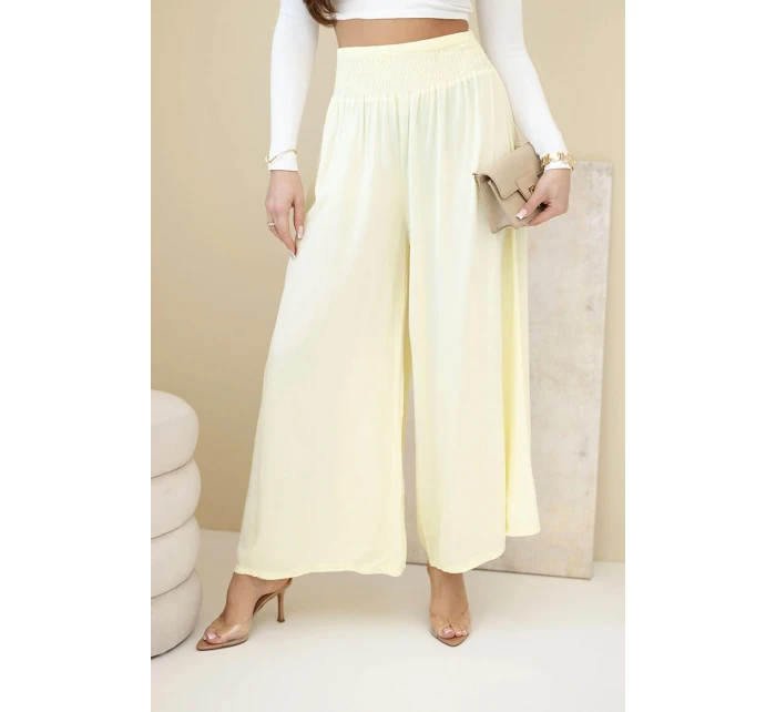 Dámske viskózové nohavice s elastickým pásom žlté