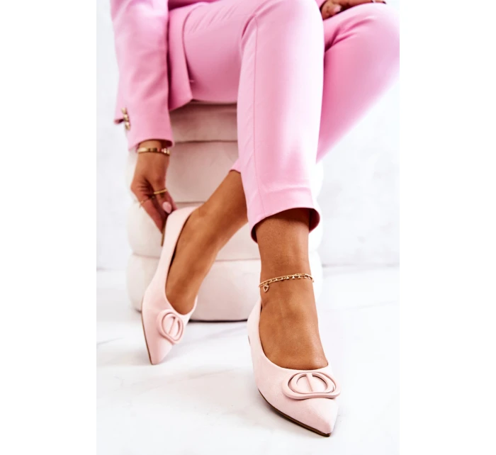 Semišové baleríny světle Růžové model 21572188 - Boto