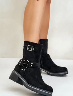 Dámské Botky Na Nízkém Podpatku S Přezkami Černé model 21671190 - Boto