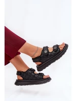Damskie Sandały Z Ozdobnymi Detalami Na Rzepy Czarne Zoliner Damskie Sandały Z Ozdobnymi Detalami Na Rzepy Czarne Zoliner