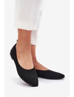 Siateczkowe Materiałowe Baleriny Damskie Czarne Sarina Siateczkowe Materiałowe Baleriny Damskie Czarne Sarina