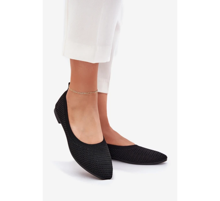 Siateczkowe Materiałowe Baleriny Damskie Czarne Sarina Siateczkowe Materiałowe Baleriny Damskie Czarne Sarina