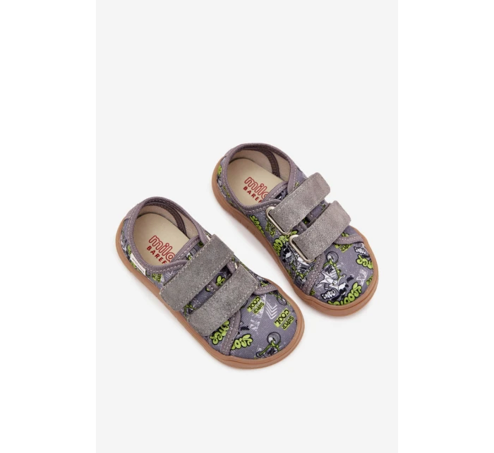 Kapcie Barefoot Chłopięce Z Grafiką Milami Szare Saphira