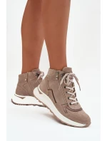 Dámské sportovní kotníkové boty na platformě z přírodního semiše model 21713308 béžové - Zazoo