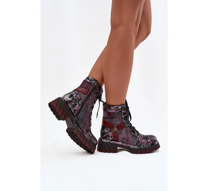 Kožené workery dámské model 21714221 bordó - Maciejka