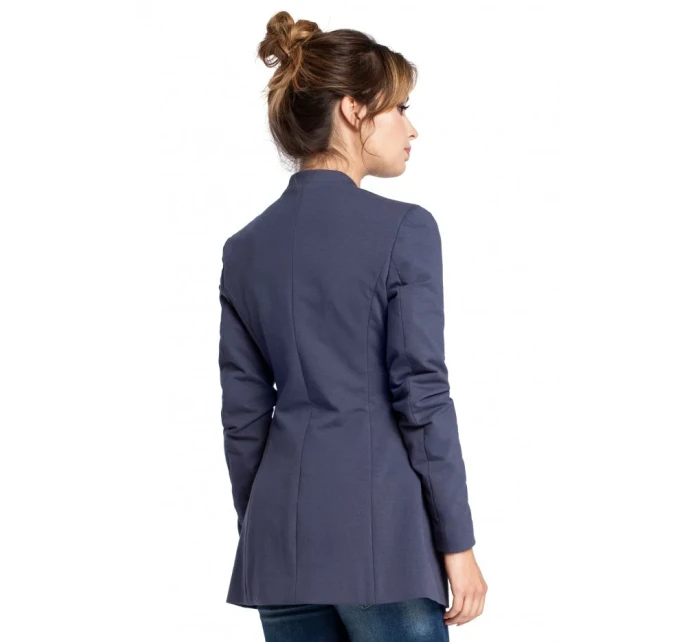 B030 Pletená bunda bez goliera - čierna