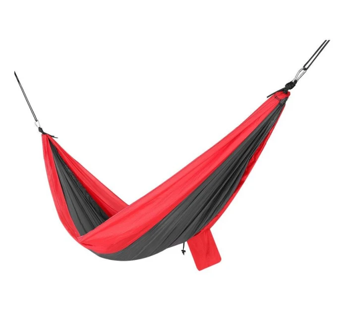 TURISTICKÁ HOJDACIA SIEŤ PRE 2 OSOBY 270X140CM ČIERNA A ČERVENÁ