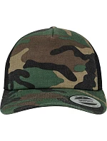 Flexfit 6606C/6606CA 5-panelová truckerová čiapka „Camo“ 55.606C drevený kamufláž/čierna Flexfit 6606C/6606CA 5-panelová truckerová čiapka „Camo“ 55.606C drevený kamufláž/čierna