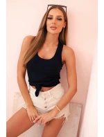 Dámská tílko z bavlny s kulatým výstřihem modrá