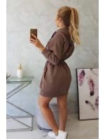 Zateplené šaty s kapucňou mocca