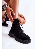 Dámské semišové kozačky zavazované Černá model 21593395 - Boto