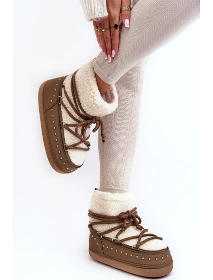 Dámské zateplené sněhule hnědé model 21637505 - Boto Dámské zateplené sněhule hnědé model 21637505 - Boto