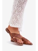 Skórzane Damskie Klapki Lewski Shoes 3682 Camel Skórzane Damskie Klapki Lewski Shoes 3682 Camel