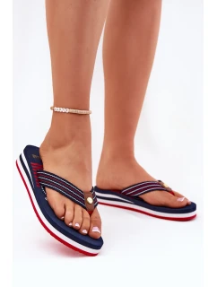 Damskie Klapki Japonki Na Koturnie Big Star RR274A126 Granatowe