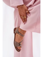 model 21694309 Kožené Dámské Sandály Tmavě Béžové - Zazoo