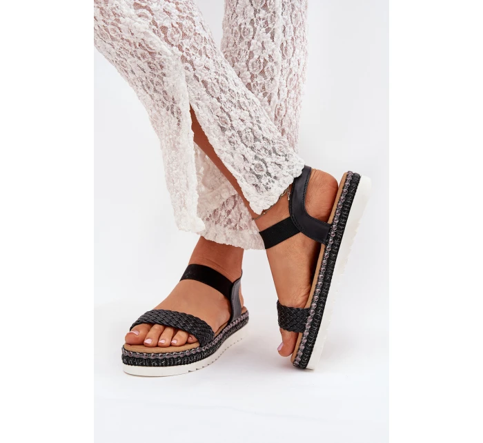 Dámské Sandály S Pletením Na Ozdobené Platformě Černé model 21703728 - Boto Dámské Sandály S Pletením Na Ozdobené Platformě Černé model 21703728 - Boto