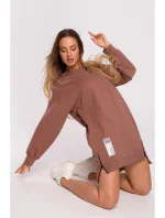 M676 Svetrová tunika so zipsami - čokoládová