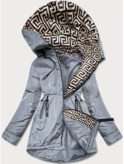 Šedo-béžová dámska bunda pre prechodné obdobie (B8037-9046)