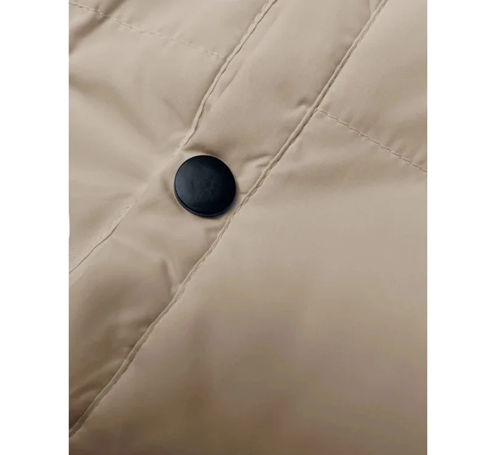 Svetlo béžová páperová dámska vesta so stojačikom (5M3150-62)