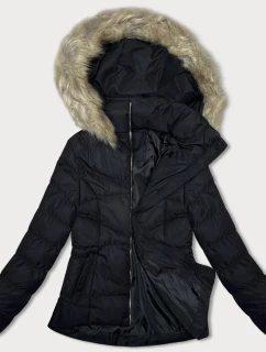 Čierna dámska krátka prešívaná zimná bunda J Style (5M3153-392)