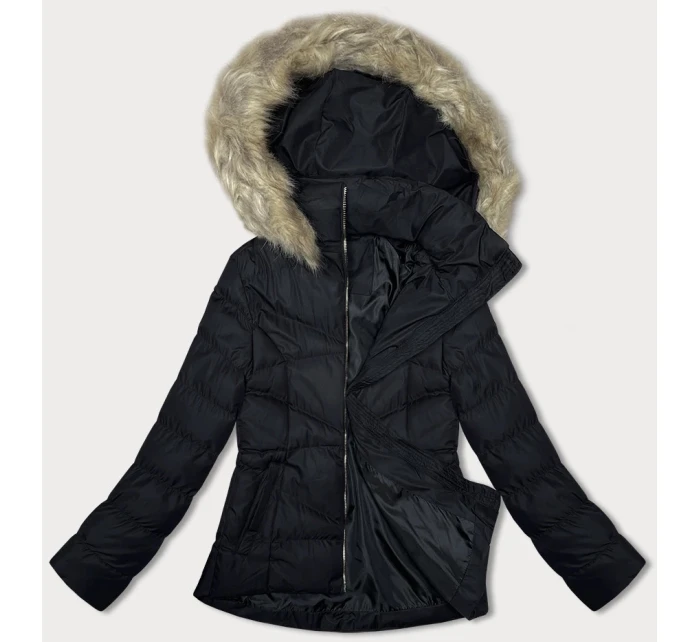 Čierna dámska krátka prešívaná zimná bunda J Style (5M3153-392)