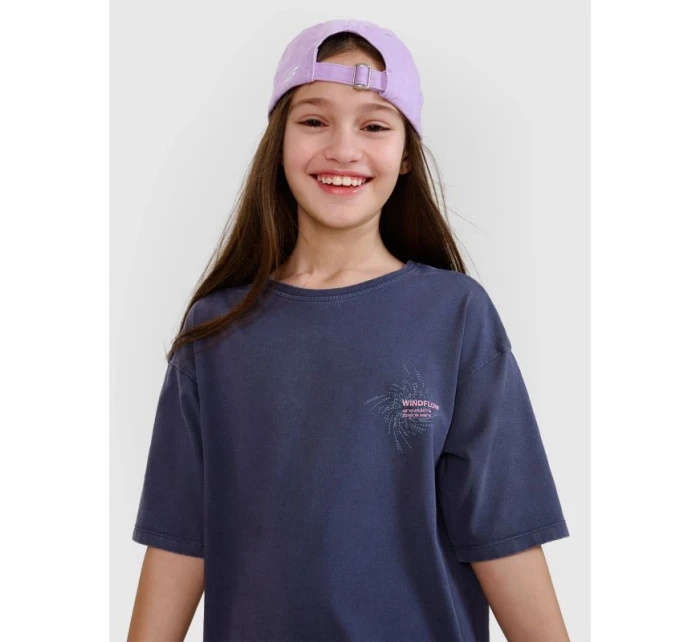 Dievčenské tričko oversize s potlačou 4F 4FJWSS25TTSHF1853-22S