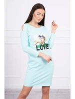 Šaty s potlačou Love v mätovej farbe Šaty s potlačou Love v mätovej farbe