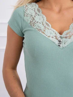 Halenka se model 18746410 výstřihem tmavě mátová - K-Fashion