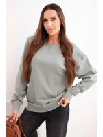 Dámská mikina z bavlny basic s kulatým výstřihem tmavě mátová Dámská mikina z bavlny basic s kulatým výstřihem tmavě mátová