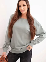 Dámska základná bavlnená mikina s okrúhlym výstrihom tmavá mentolová