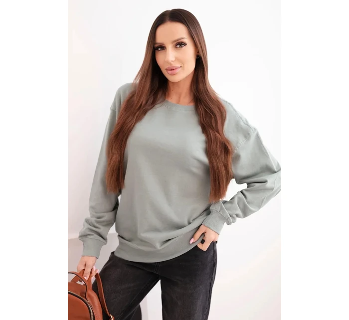 Dámská mikina z bavlny basic s kulatým výstřihem tmavě mátová Dámská mikina z bavlny basic s kulatým výstřihem tmavě mátová