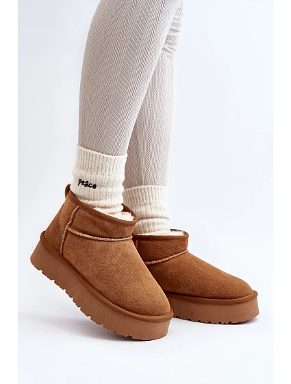 Módní semišové nízké sněhule Camel model 21607395 - Boto