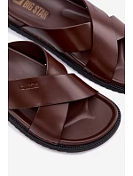 Kožené Pánské Pantofle Big Star model 22064040 Tmavě hnědé - Big Star Shoes