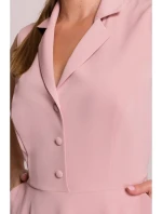 S409 Priliehavé košeľové šaty - púdrové