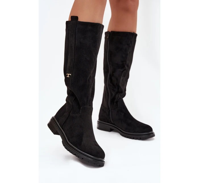 Dámske zateplené čižmy na nízkom podpätku od Delyssa - čierne