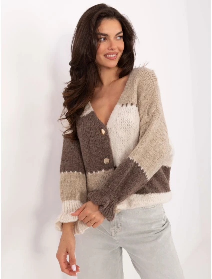 Dámsky sveter MI SW 0903.87 Béžovo-hnedý s ecru - FPrice