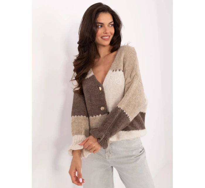 Dámsky sveter MI SW 0903.87 Béžovo-hnedý s ecru - FPrice