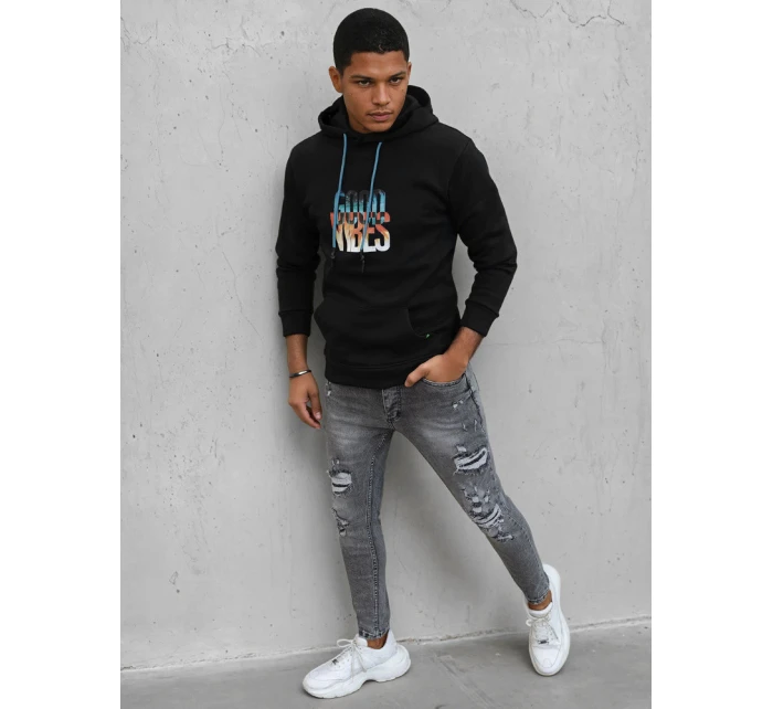 Pánska zateplená mikina s kapucňou čierna FashionStreet BX5377