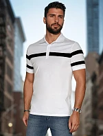 Pánske polo tričko s pruhmi biele FashionStreet PX0628