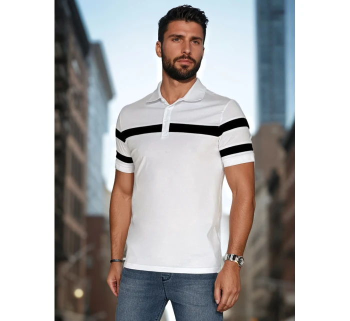 Pánská polokošile s pruhy bílá Dstreet model 21987854 - FashionStreet